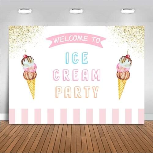 Ice Cream Party Decoration Supplies Newborn Baby Backdrop for Photography Video Birthday Theme Background for Photo Studio