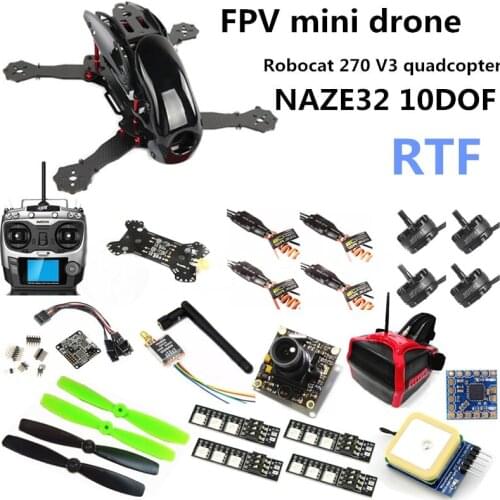 FPV mini drone with camera R270 NAZE32 10DOF + 2204II 2300KV motor +AT9 remote control + head display + 6M GPS & mini OSD RTF