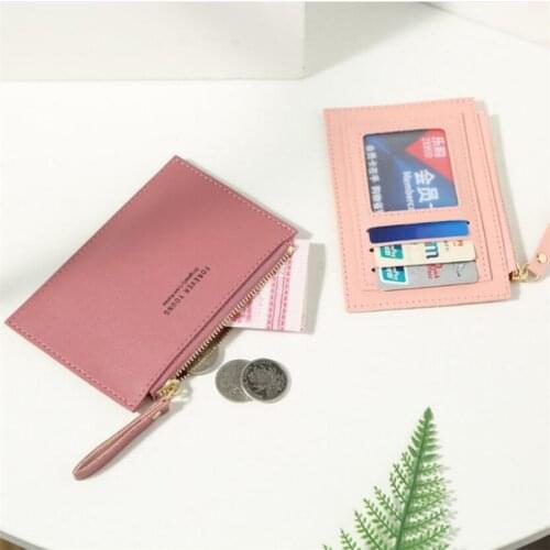Mens Womens PU Zipper Cash ID Card Credit Card Holder Pure Color Mini Business Card Case Name Card Holder Holiday Gift