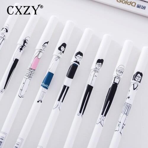 CXZY white Cartoon character gel pen creative 0.38mm Black ink stationary pens kawaii cute korea japanese office school 1Z807