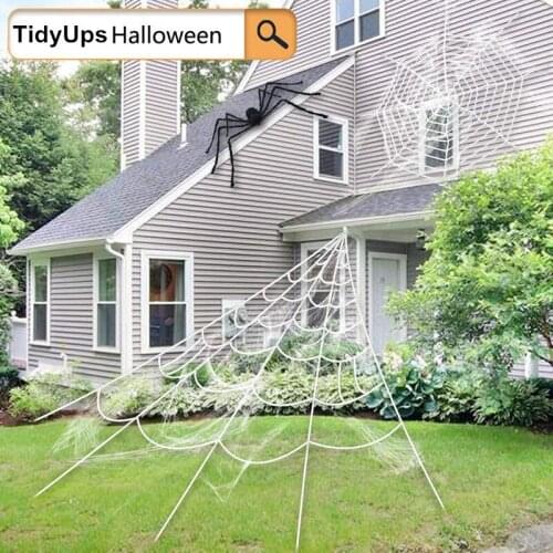 Halloween Giant Spider Web, Super Stretch Cobweb with Spider Webbing for Halloween Decoration(5x4.8m)