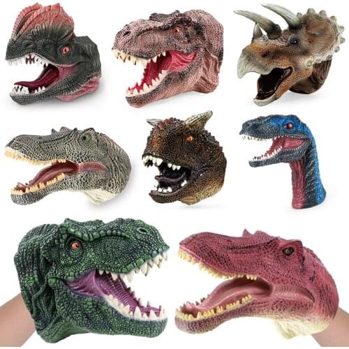 Dinosaur Hand Puppet Simulation Soft Rubber Sea Animal Gloves Parent-child Interactive Mini Game Shark Doll Childrens Toy
