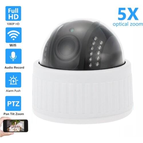 OwlCat HD 2MP 5MP Indoor Wireless Rotate Dome PTZ IP Camera Wifi 5X Zoom 2.7-13.5mm Audio Microphone SD Card IR Night Onvif P2P