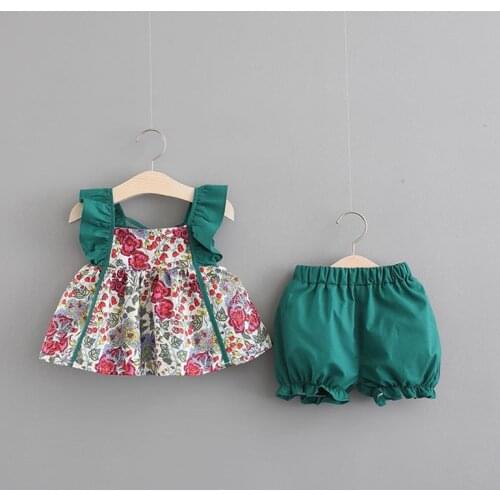 Newborn Baby Girls Clothes Set Summer Sleeveless Floral Tops+Pants 2Pcs Girl Clothing Outfits 1-6M