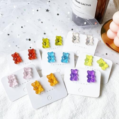 1 pair Creative Gummy Bears Cute Animal Earrings Colorful Candy Bear Earrings Jewelry Girls Earrings Holiday Birthday Party Gift