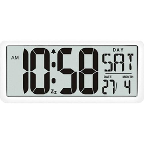 SHGO HOT-Square Wall Clock Series, Digital Jumbo Alarm Clock, LCD Display, Multi-Functional Upscale Office Decor Desk