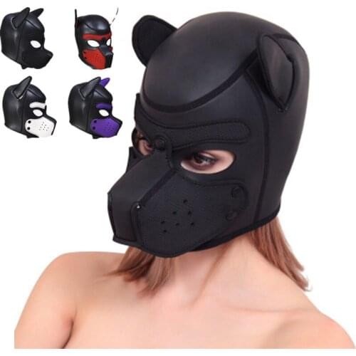 Sex Leather Cosplay Masks Puppy Role Play SM Sexy Rubber Helmet Soft Interest Latex Dog Mask Intimacy Goods For Couples Flirting