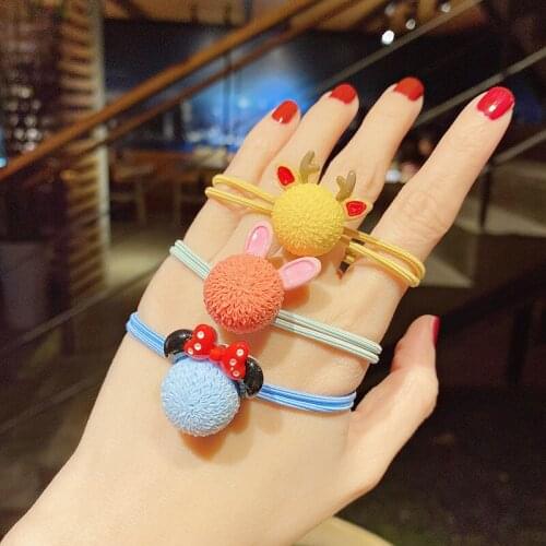 Lovely Carton Christmas Santa Clause Candy Color Resin Ball Cartons Hair Band Hot Selling Hair Rope Princess Hair Rings Fashion