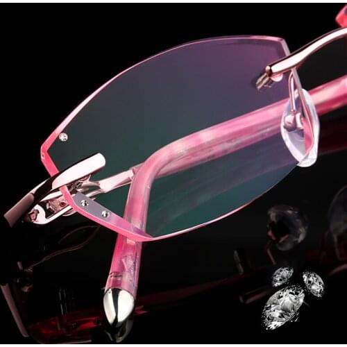 Trimming female diamond cutting, his rimless glasses myopia glasses myopia glasses prescription optical decoration yj22