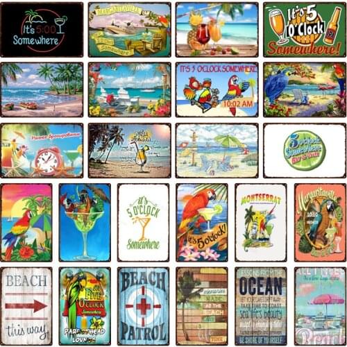 The Beach Summer Metal Plate Tin Signs Plaque Wall Art Home Garden Vintage Decor 30X20Cm