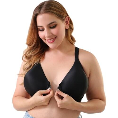 Melansheng Full Cup Wide Foam Straps Front-Close Underwire Racerback Smooth Lightly Lined T-Shirt Bra Plus Size Bra