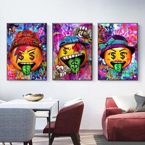 Pop Graffiti Art Money Dollars Tongue Canvas Painting Wall Art Posters Prints Wall Pictures for Living Room Home Cuadros Decor