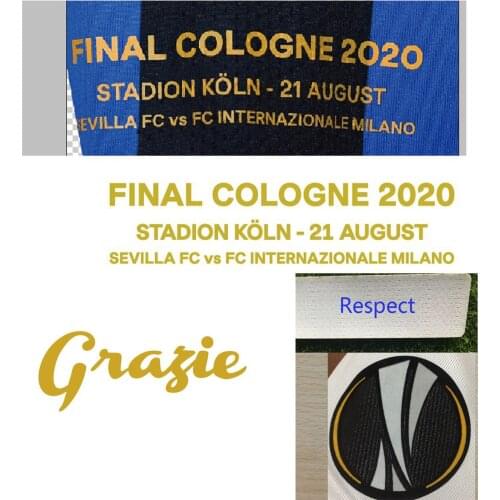 Final Cologne 2020 Match Details and Grazie Badge Thank You Soccer Patch
