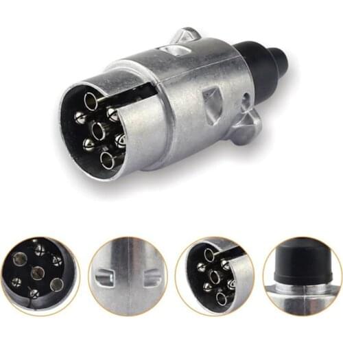 Durable 7 Pin Aluminium Alloy Plug Trailer Truck Towing Electrics 12V Connector EU Plug