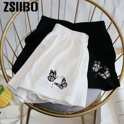 2021 Summer new womens butterfly print wide-leg sports and leisure shorts, womens loose fit shorts, womens high-waist shorts