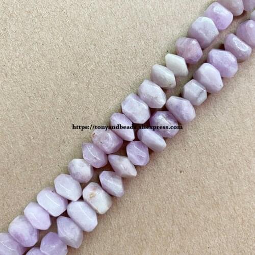 2lots more 10% off ! Semi-precious Stone Irregular Faceted Rondelle Kunzite Spodumene 7" Loose Beads 6x11mm For Jewelry Making