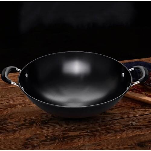 Camping Outdoor Iron Wok Gas Stove Traditional Handmade Ast Iron Cauldron Wok Non Stick Pan Utensilios De Cocina Cookware BC50CG
