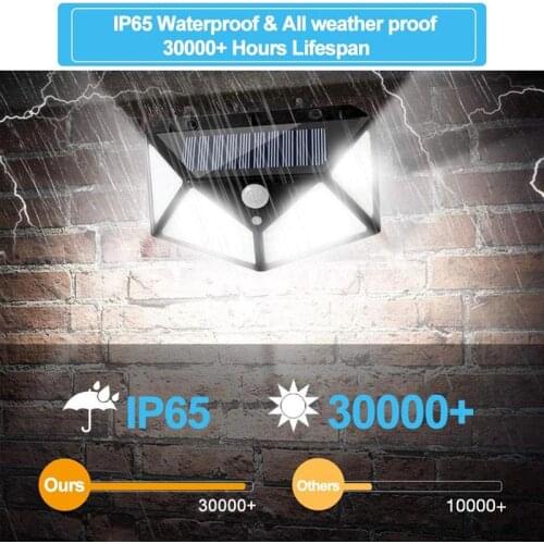 100 LED PIR Motion Sensor Solar Light Outdoor Garden Lamp IP65 Waterproof Outdoor Lighting Emergency wall Lights 1200 LM