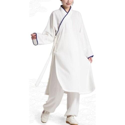 Unisex high-grade linen wudang tai chi suits martial arts wushu uniforms kung fu clothing shaolin monk taoist robe
