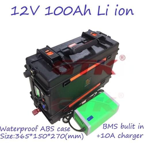 Waterproof 100ah Li ion battery 12v 100ah lithium ion battery pack with 10A charger and USB for Boat propeller motor fish finder
