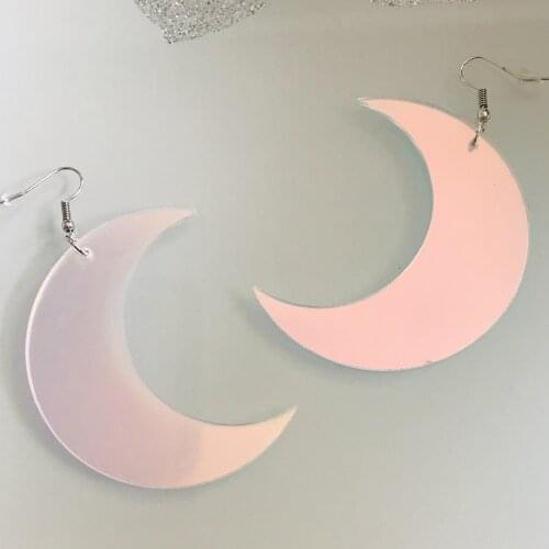 Exaggerated Cool Punk Big Half Moon Acrylic Drop Earrings for Female Fashion Transparent Moon Shape Dangle Earrings Jewerly 2019