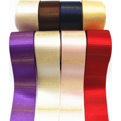 38mm gold ribbon 10 yards double sided hair bow glitter wedding cake decoration gift wrap Christmas and New Years