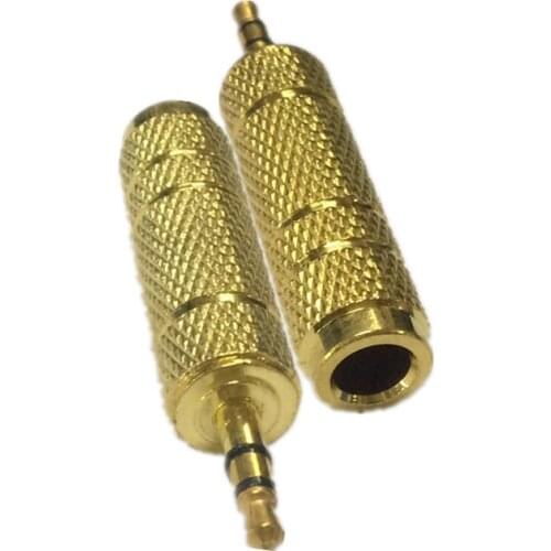 1PC Gold Color 6.35 Female To 3.5 Male Stereo Adapter Plug Headphone Adapter Plug Terminals Audio Plug
