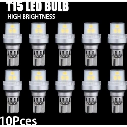 10Pcs T15 2835 Chip Reversing lights Avoid Poor Contact W16W LED Car Bulb High Bright White Singal Light 6SMD 12V