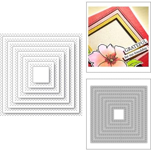 2020 Background Stitched Square Nesting Frame New Metal Cutting Dies For DIY Scrapbooking Paper and Card Making Craft No Stamps