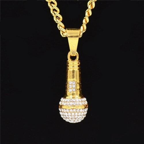 2021 2020European And American Trendy Male Hip-hop Microphone Pendant Microphone Necklace Exaggerated Rock Club Domineering Neck