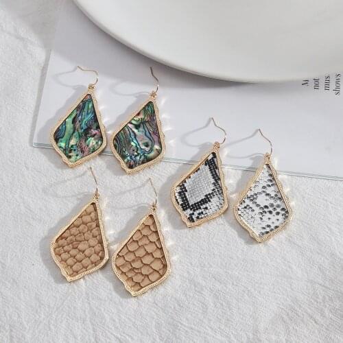 2021 New High Quality Abalone Natural Shell Leopard Water Drop Earrings for Women