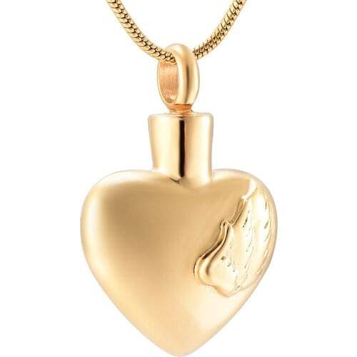 25mm Stainless Steel Angel Wing & Heart Cremation Jewelry For Pet Memorial Urn Necklace Pendant For Ashes