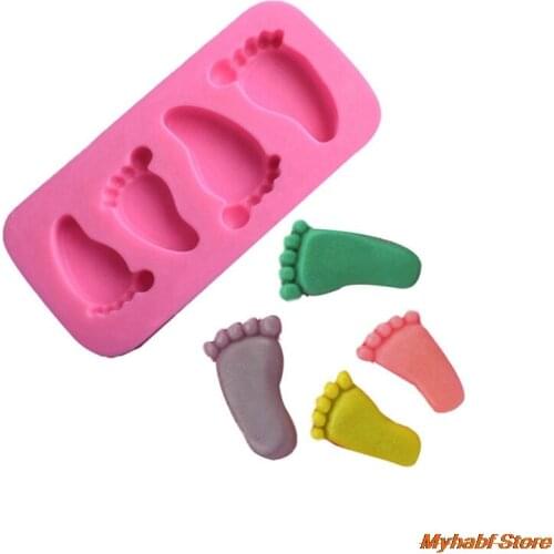 3D Baby Foot Shape Silicone Cake Mold for Chocolate Sugar Cake Baking Moulds Handmade Soap Mold Fondant Cake Decorating Tools