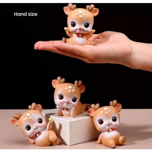 4 styles cartoon cute sika deer resin creative cake baking girl bedroom christmas anime home decor new year decorations 2021