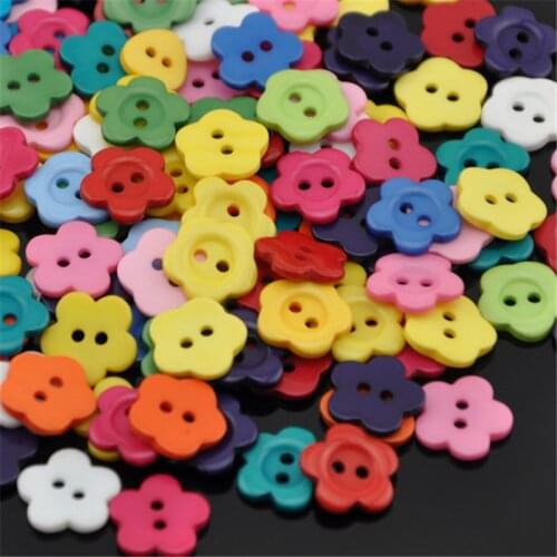 50/100pcs New Mini Flowers Plastic Button W/sequins Sewing Appliques Lots PT63