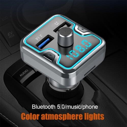 Bluetooth-compatible 5.0 Car Kit Handsfree FM Transmitter Modulator Music Mp3 Player QC3.0 Quick Charge Dual USB Phone Charger