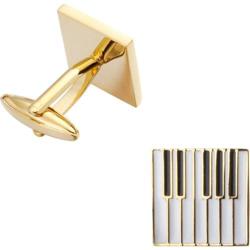 Free shipping, high quality brass cufflinks, brand new fashionable mens shirts Golden Music Piano Cufflinks