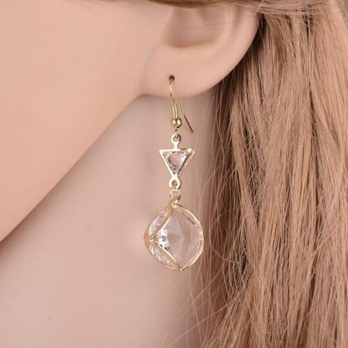 Boho Female Clear Crystal Drop Earrings Silver Color Earrings Dangle Earrings for Women Wedding Party Elegant Jewelry