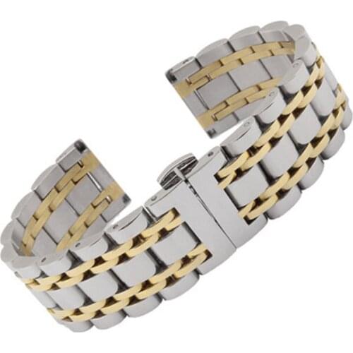 14 16 18 19 20 21 22 24 26mm Silver Two Tone 316L Solid Stainless Steel Bracelet Watch Band For Rolex Tissot Tudor Omega Panerai