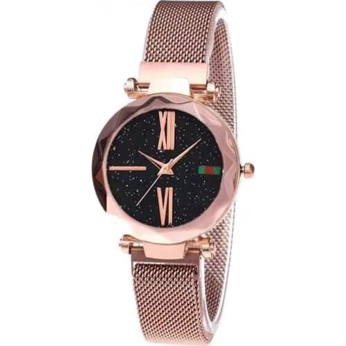 Luxury Rose Gold Women Watches Minimalism Starry sky Magnet Buckle Fashion Casual Female Wristwatch Waterproof Roman Numeral