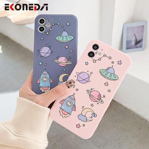 EKONEDA Space Spacecraft Case For iPhone 12 11 Pro XS Max XR X 6S 7 8 Plus Silicone Case Protective Soft TPU Back Cover