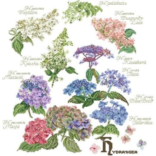 Hydrangea Flower Spectrum 55-54 cross stitch kits single color simple aida fabric white canvas cotton thread embroidery