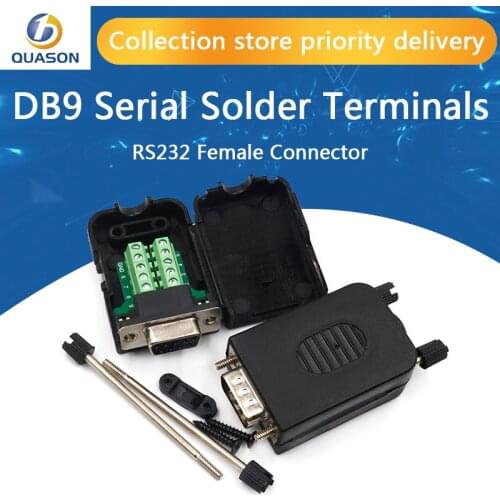 DB9 serial COM transfer-free solder terminals RS232 female connector with back side screw DIY
