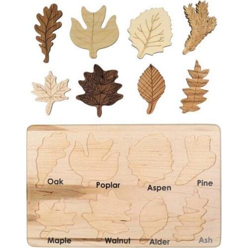 Wooden Puzzle Toys Forest Leaf Puzzle With Wooden Board Learning Toys Leaf Jigsaw Puzzle Early Childhood Education Cognition Toy