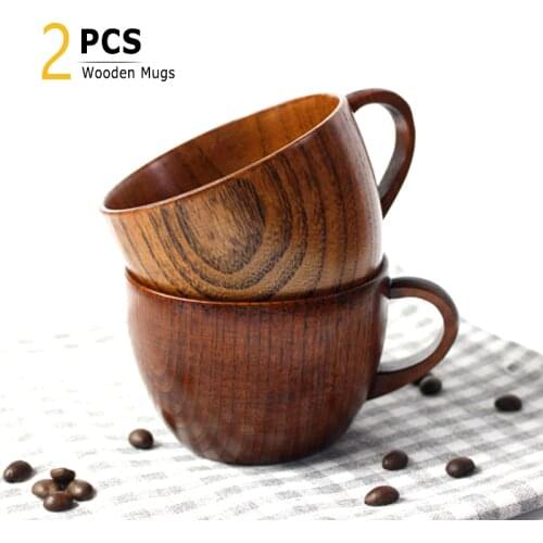 2Pcs Wooden Mug Set 200ML Tea Coffee Mug Japanese Style Wood Drinking Cups And Mug Kids Milk Mug Gift Drinkware Drop Shipping