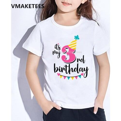 Kids Happy Birthday Number 1-9 Letter Print T shirt Girls & Boys Funny Birthday Gift Number T-shirt Baby Funny Clothes