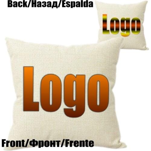 Double Side Logo Print OEM Cushion Covers Two Side Print Advertisement Promotional Gift Car Sofa Throw Pillows Cotton Linen