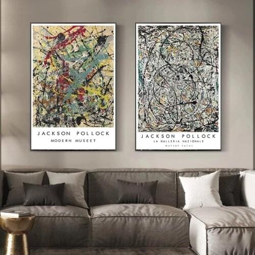 Jackson Pollock Canvas Painting Abstract Fine Art Posters and Prints Gallery Wall Art Pictures for Living Room Home Decoration