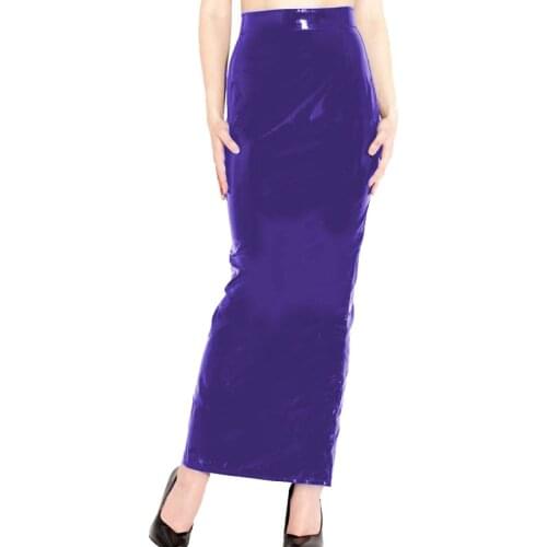 Elegant Pencil Skirt for Women Bodycon PVC Slim Skirt Sexy High Waist Vinyl Maxi Skirt Gothic Punk Long Skirts Plus Size 7XL