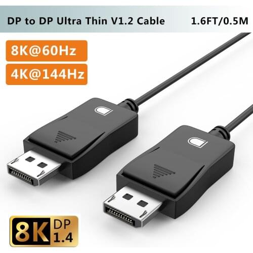 FOINNEX Ultra Thin DisplayPort 1.4 Cable 8K 60Hz DP to DP 4K HDR Display Port for Video PC Laptop TV Box Projector